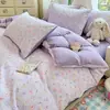 Set de Cuatro Piezas para Dormir Desnudo Transpirable Grado A para Mamá y Bebé Sensación de Nube Esponjosa Muselina de Doble Capa Ropa de Cama para Dormitorio Set de Tres 3 o Cuatro 4 Piezas Sábana Funda de Edredón