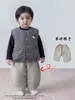 Conjunto de tres piezas de chaleco para bebé niño de otoño e invierno, chaqueta acolchada de algodón sin mangas para bebé niño, camiseta básica, pantalones acolchados, conjunto de niño