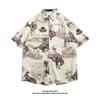 Camisa Hawaiana de Seda de Hielo para Hombre Camisa de Manga Corta de Moda para Hombre Camisa Floral de Playa de Verano para Hombre Ropa de Pareja Chaqueta Holgada