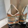 Bolso Tejido Color-Blocking de Moda Transfronterizo para Mujer Verano 2026 Nuevo Bolso Cubo Simple Versátil Elegante Bolso Cruzado de Hombro