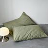 Fundas de almohada de algodón de color liso casual, un par de dos fundas de almohada, fundas de almohada de algodón 100% teñido en hilo de algodón lavado estilo sobre, color liso
