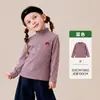 Roupas Infantis Amila 2026 Inverno Novo Meninas Camiseta Básica de Gola Alta Meia Forrada com Lã Top Quente Infantil
