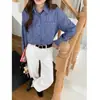3ª Mañana Otoño Nueva Llegada Corte Relajado Bloque de Color Raya Vertical Holgada Camisa Casual ZY4444