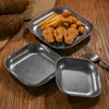 Plato Cuadrado Retro de Acero Inoxidable 304 para Pastel y Bocadillos Bandeja Vintage Plato para Barbacoa Plato para Pollo Frito y Papas Fritas