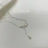Colar de Prata de Lei S925 com Pingente de Croissant e Franjas para Mulheres, Design Único, Moda de Alto Padrão, Luxo Leve, Corrente Versátil para Clavícula
