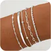 Pulseira transfronteiriça europeia e americana popular na Amazon, conjunto de pulseiras da moda com cinco peças, pulseira de corrente de metal personalizada para atacado