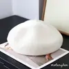Boina de lana de alta calidad, que queda bien, para mujer, color liso, versátil, elegante y hace que la cara parezca más pequeña, parecida a un gorro de calabaza