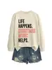LA VIDA SUCEDE NAVIDAD Amazon Lista de Deseos Comercio Exterior Transfronterizo Moda Versátil Sudadera para Mujer Otoño e Invierno