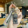Llavero de Oso de Cristal de Dibujos Animados Colgante Lindo para Bolso Decoración de Mochila de Estudiante de Primaria Puesto Transfronterizo Regalo Pequeño Venta al por Mayor