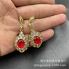 Suministro en vivo aretes con forma de huevo de calcedonia verde incrustada para mujer aretes de ágata roja aretes de jade rosa lujo