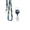 Porta credencial retráctil de fácil extracción en stock del fabricante Estampado de leopardo Epoxi Clip giratorio para credencial Cordón para credencial de identificación de fábrica Venta al por mayor