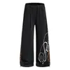 Estilo Escuro Personalidade High Street Estampa Floral Calças Casuais de Pernas Largas Calças de Moletom Masculinas Vibe Design Moderno Calças Longas de Pernas Retas
