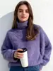 Suéter de cuello alto para mujer 2026 Diseño Otoño e Invierno, Capa base cálida de terciopelo de visón sintético suave de nicho, Top moderno