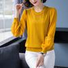 Otoño 2020 Nuevo Suéter de Punto de Seda de Hielo para Mujer Top Delgado Combinable Suéter Calado Suelto Cuello en V Camisa Básica