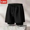 Bañadores para Hombre Adulto Doble Capa Estilo de Cinco Puntos Conjunto de Traje de Baño Anti-Vergüenza Nuevos Bañadores Profesionales