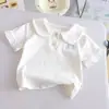 Polo de Algodón Puro para Niña Verano 26 Nuevo Estilo Camiseta de Dibujos Animados de Manga Corta para Niños Estilo Coreano Elegante Encaje Media Manga 3