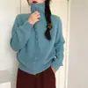 Cárdigan de punto de cuello alto estilo coreano para mujer, nueva temporada 2026, estilo perezoso vintage, sensación de alta gama, abrigo suéter engrosado