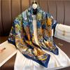 Lenço feminino estampado estilo coreano lenço quadrado grande lenço de sarja de seda de Hangzhou proteção solar para viagem lenço xale quente 90cm