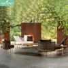 Sofá de Jardín de Ratán para Exteriores, Sofá Curvo Redondo Individual para Balcón, Modelo de Madera Maciza para Sala de Exposición, Muebles para Villa al Aire Libre