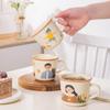Taza familiar para padres, taza de cerámica, taza linda con corazón de niña, taza de dibujos animados, taza para pareja, taza para desayuno, taza para leche, venta al por mayor