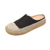 Medias Pantuflas Cerradas de Paja Tejida para Mujer, Novedad Verano 2026, Sandalias de Pescador de Lona Versátiles de Suela Gruesa para Exteriores Casuales
