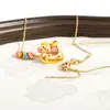 Tienda de Oro Mismo Estilo Arena Dorada Color Macarrón Caballo Mecedor Colgante Anillo Pequeño de Carrera Multicolor Cadena para Clavícula Accesorios DIY