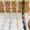 Encaje de Malla de un Solo Lado con Hilo Dorado y Plateado, Adorno de Piedras de Cristal con Perlas Cosidas a Mano, Cinta para Decoración de Ropa, Accesorios de Encaje para Manualidades