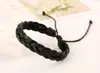 Pulseira multicamadas de couro bovino de primeira camada tecida à mão, preta, marrom, moda coreana retrô, pulseira de mão única, frete grátis