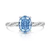 Transmisión en Vivo Venta Caliente Anillo Huevo de Paloma Retorcido Corte Flor de Hielo Piedra Preciosa de Color Incrustado con Diamante de Alto Carbono Brillante Joyería Envío Directo