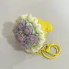 Popular Llavero de Ramo Tejido a Mano, Producto Terminado de Ganchillo de Lana de Alta Calidad, Colgante de Mini Ramo, Bolso para Teléfono Móvil
