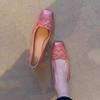 2025 Novo Estilo Outono Sapatos de Salto Quadrado Francês Femininos com Laço Francês Estilo Festa Sapatos Delicados
