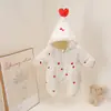 Estilo Fofo Manga Longa Outono Inverno Acolchoado Coração Pequeno Acolchoado Algodão Roupão para Recém-Nascido Espessado e Veludo