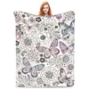 Manta Impresa Digitalmente, Manta de Franela, Manta de Aire Acondicionado con Mariposas, Manta para Siesta, Venta Directa de Fábrica, Cómoda y Cálida para Cama y Sofá