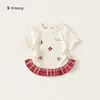[Colección de Mangas Cortas para Niñas] Nueva Camiseta de Manga Corta de Verano para Niños con Cuello de Muñeca, Top de Bebé Dulce y Versátil, a la Moda