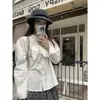 Tiro Real~Estilo Orejas de Conejo Primavera y Verano Lazo Suave Camisa Versátil de Manga Larga Con Capa Superior Ropa para Mujer