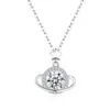 Collar de Plata Esterlina 925 Planeta Cósmico para Mujer Gestapa Exquisito Nicho Lujo Ligero Moda Simple Combinable Regalo de Alta Gama