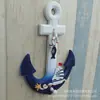 Artesanía de Madera Mediterránea Serie Marina Colgante Decorativo 32cm Ancla de Barco Ancla de Hierro Color en Spray Colgante Pequeño