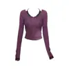 Camiseta Básica Lisa com Renda para Mulheres, Novo Estilo Primavera e Outono, Caimento Justo, Blusa de Manga Longa de Alta Qualidade