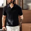 Nova Camisa Polo Masculina Estilo Americano Old Money Gola Seagull Outono 2026 Marca Tendência Casual Jacquard Decote V Vazado Camiseta para Homens