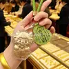 Llavero de Flor de Dinero de Oro Puro 999 Año de la Oveja, Colgante Dorado del Año Zodiacal de la Oveja, Adorno para Bolsa, Recuerdo
