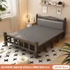 Cama plegable cama individual adulto simple 1.2 metros hogar cama pequeña 1.5 metros doble cama engrosada dormitorio tablero duro cama de arte en hierro