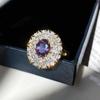 Anillo Ovalado Tesoro Color Rosa Cerezo Brillante Super Flash para Mujer con Apertura Diseño Nicho ins Anillo Violeta Joyería