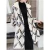 Abrigo de Cachemira Imitación de Visón de Longitud Media para Mujer Imprescindible para Otoño e Invierno Abrigo Suelto Coreano Cardigan de Lana Gruesa a Cuadros