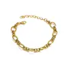 Europeu e Americano Simples e Fashionável Titânio Banhado a Ouro 18K Corrente em O Espessa Pulseira de Corrente, Joia de Mão de Casal Personalizada de Alto Padrão
