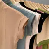 Tailandia Sudeste Asiático Camiseta Blanca de Cuello Medio para Mujer Diseño de Verano Nicho Aspecto Adelgazante Top Base