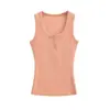 Chaleco sin mangas de cuello cuadrado con botones, dulce y picante, para chica, moda de verano nueva, versátil, ajuste ceñido, color liso, top básico casual para mujer