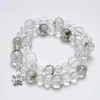Pulsera de Cristal Natural Verde Fantasma Blanca y Verde para Mujer, Pulsera de Cristal Blanco Versátil de Moda Casual al por Mayor