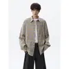 Camisa de manga larga a cuadros vintage azul marino para hombre, estilo otoño, camisa de trabajo casual y elegante, talla grande, chaqueta con cuello