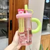 2025 estilo nuevo vaso de agua ins alto valor de color estudiantes masculinos y femeninos caricatura vaso de agua portátil gran capacidad con asa taza almacén de té