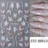 Pegatinas de uñas nuevas transfronterizas acuarela rosa blanca aurora mariposa tinta romántica negro fino resistentes pegatinas de uñas al por mayor